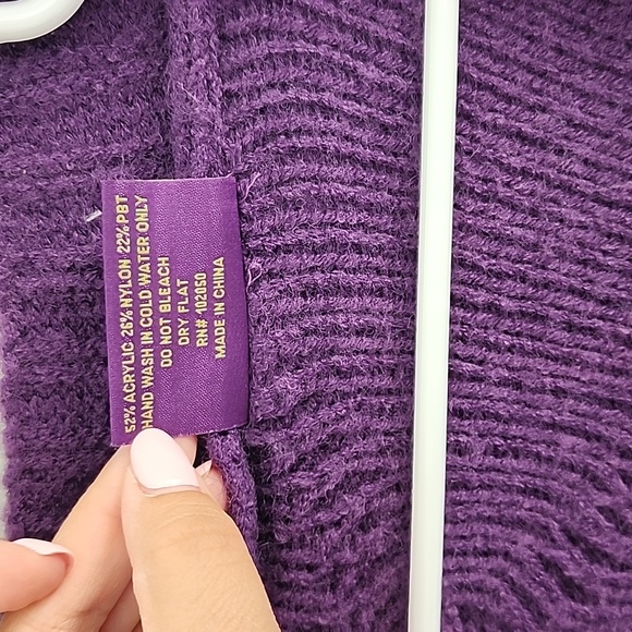 Taylor Swift Speak Now Cardigan Sweater M/L Purple Cable Knit Star Soft - Picture 6 of 9